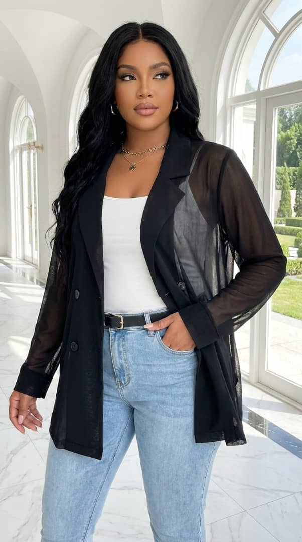 BLAZER CASUAL CON TRANSPARENCIA
